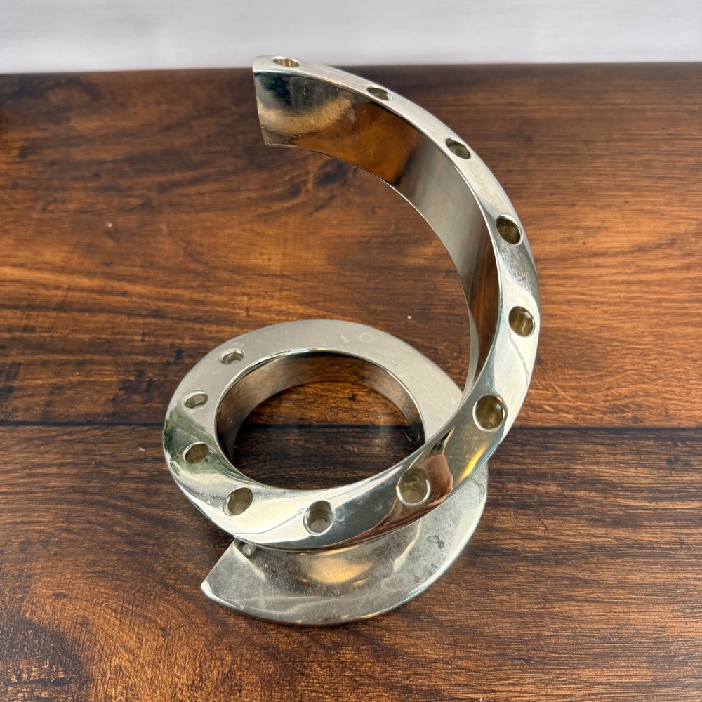 Dansk Spiral Aluminum Candle Holder Sculptural Modernist Taper Candlestick